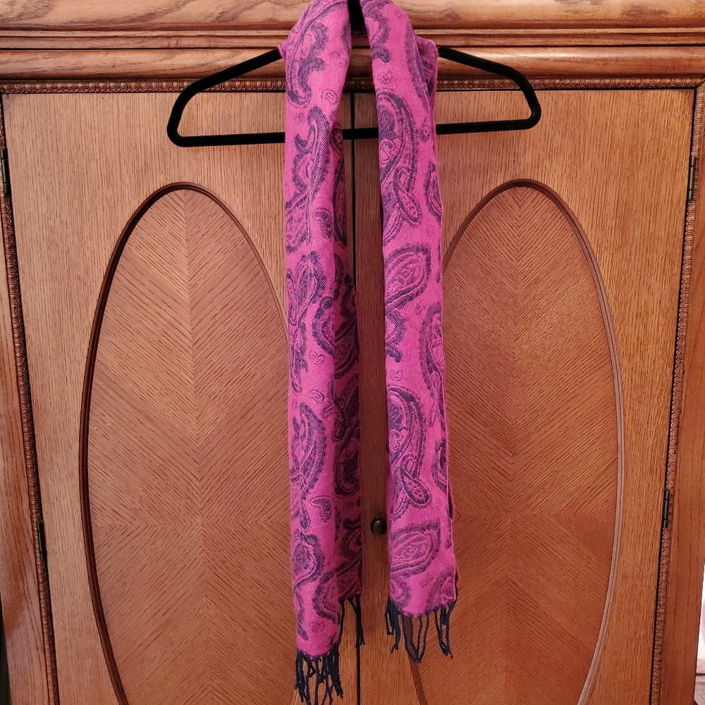 100% Cashmere Tartan Paisley Scarf Gorgeous Made in England - Picture 3 of 5